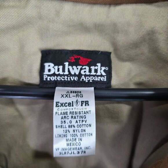 Mens Bulwark Flame-Resistant Tan Full Zip & Button Jacket Cotton Blend XXL - Picture 4 of 9